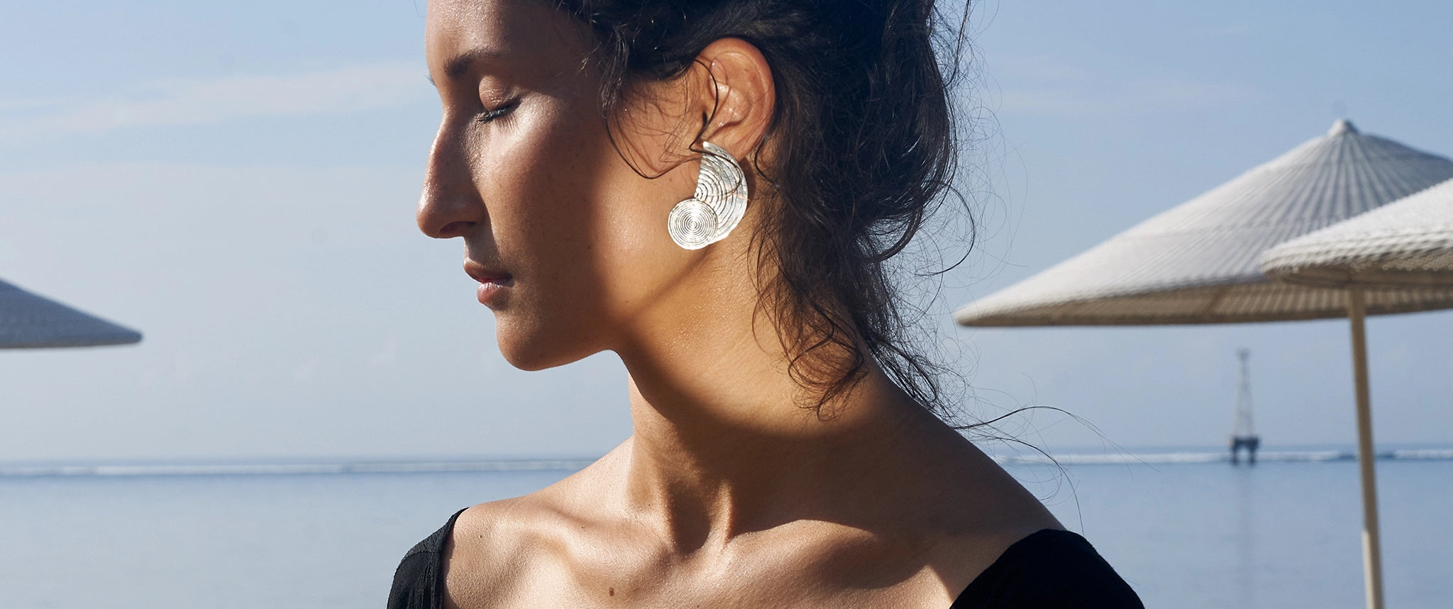 Editorial shot of Alvina wearing Virgo Earrings