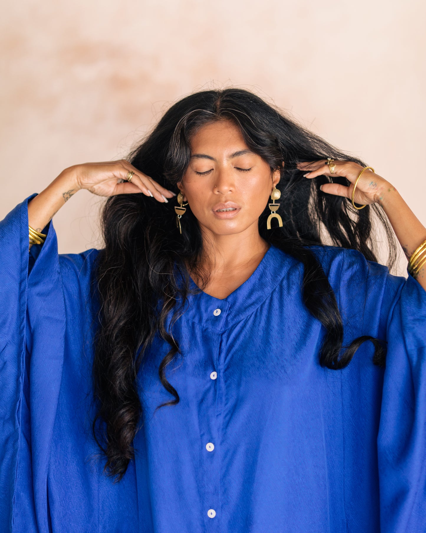 Editorial_Shot_of_Desy_wearing_The_Dancers_Earrings_Brass