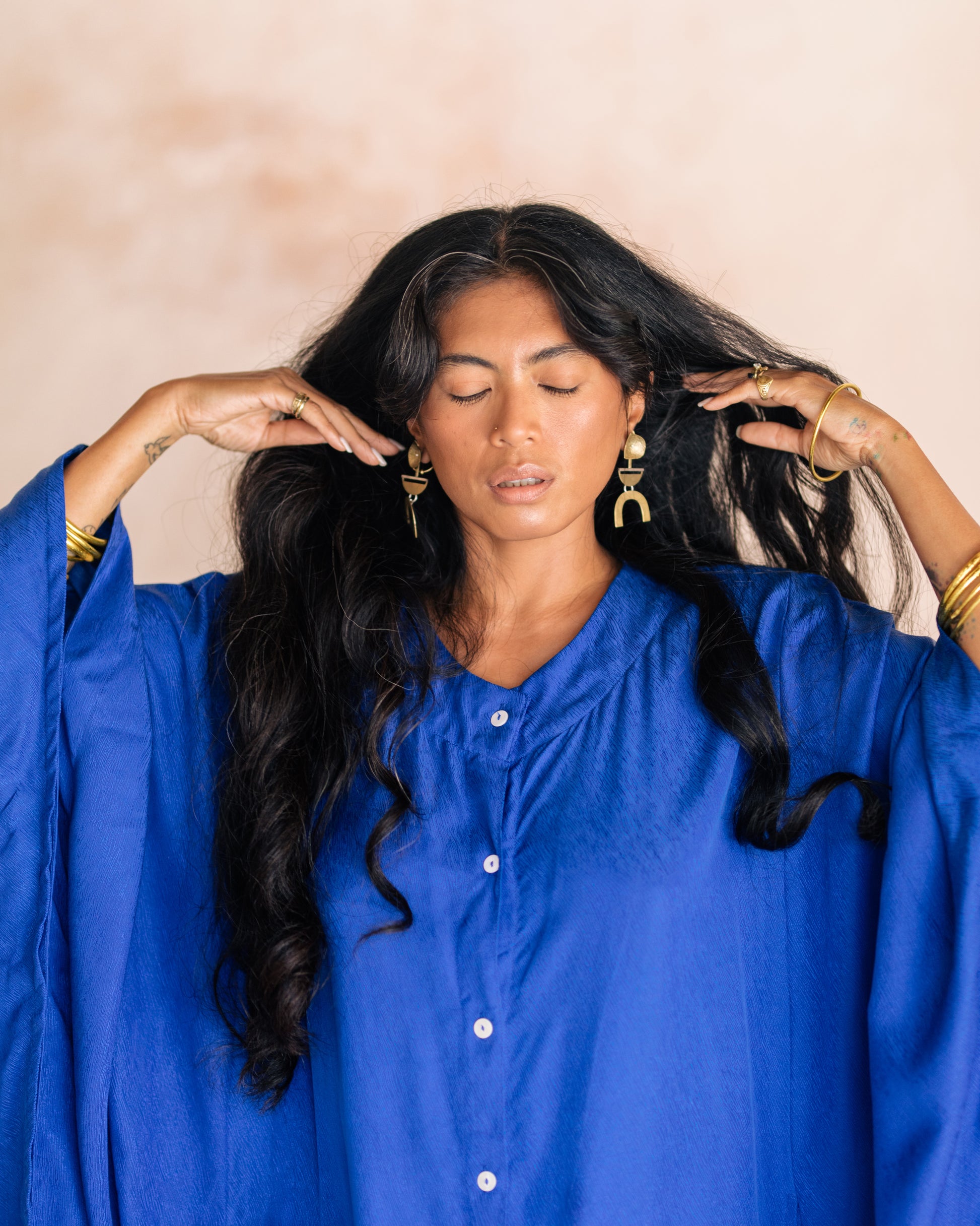 Editorial_Shot_of_Desy_wearing_The_Dancers_Earrings_Brass