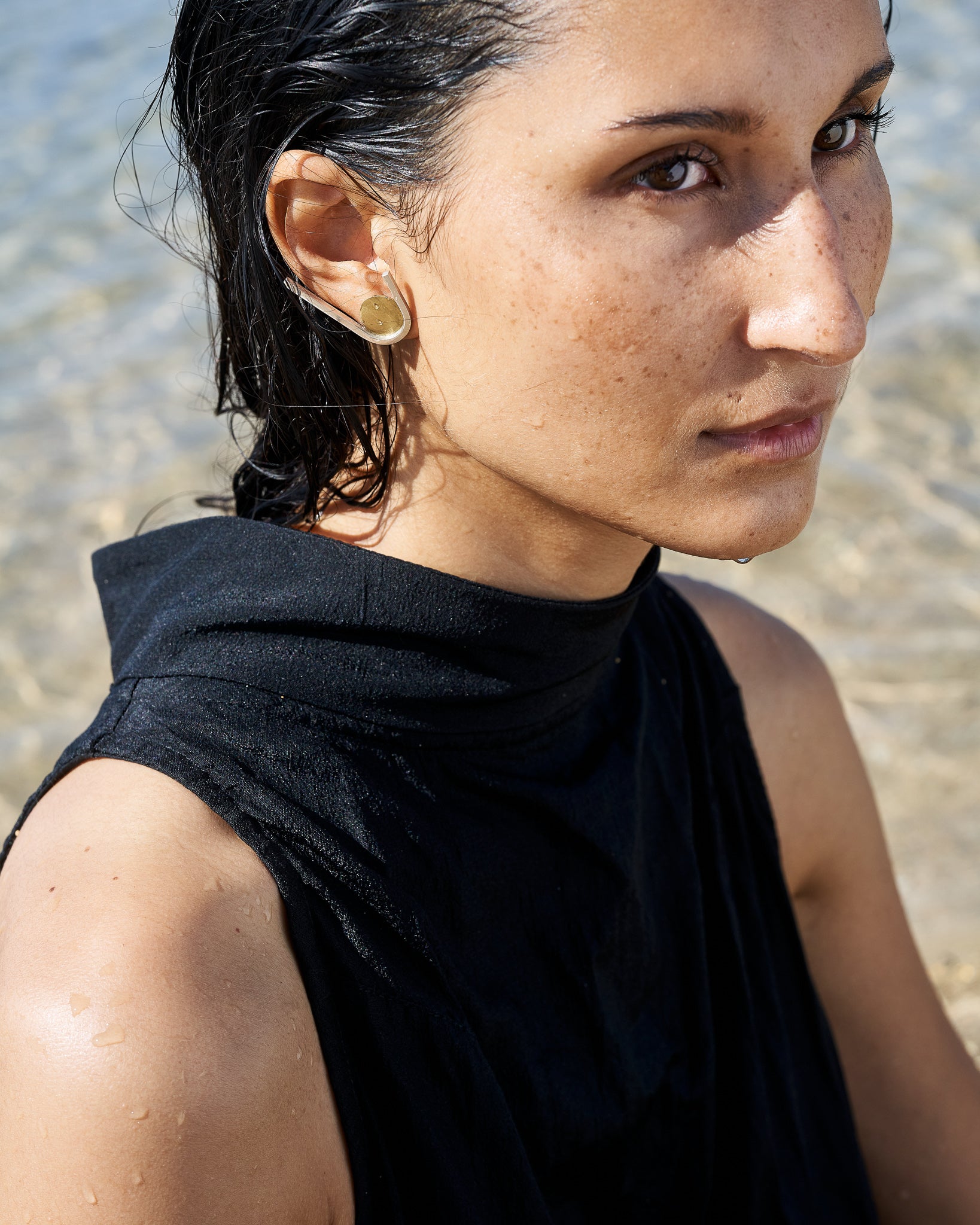 Beauty shot of Alvina wearing Star Studs Earrings Silver