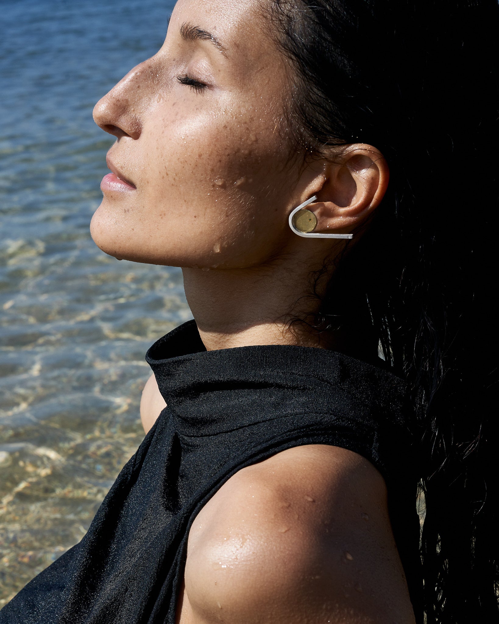 Beauty shot of Alvina wearing Star Studs Earrings Silver